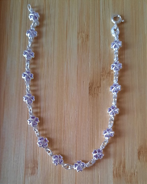 PULSEIRA TREVO ZIRCONIA LILÁS