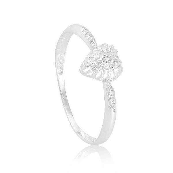 ANEL CORACAO COM PONTO DE LUZ PRATA