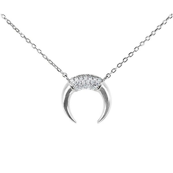 Colar Lua Invertida Zircônia - Prata 925