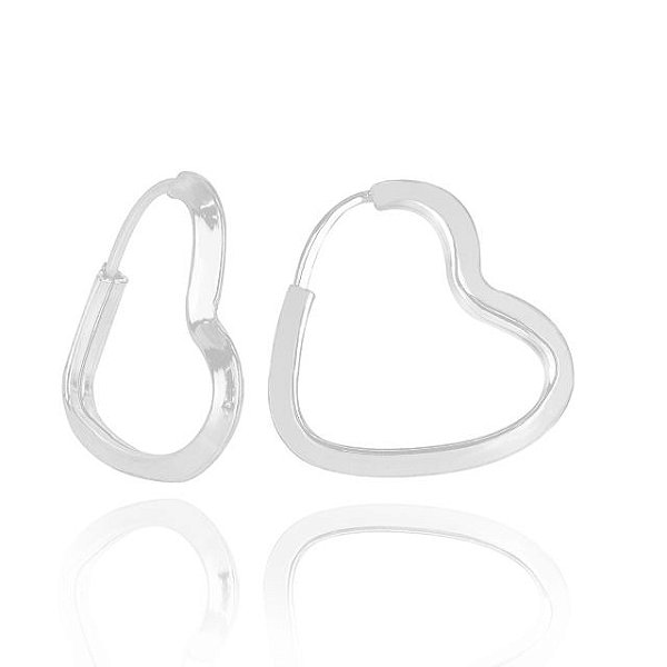 Argola Prata Coracao fio Triangulo 1,5cm