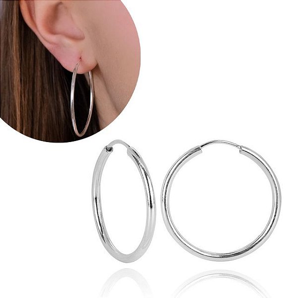 Argola Prata Fio Redondo