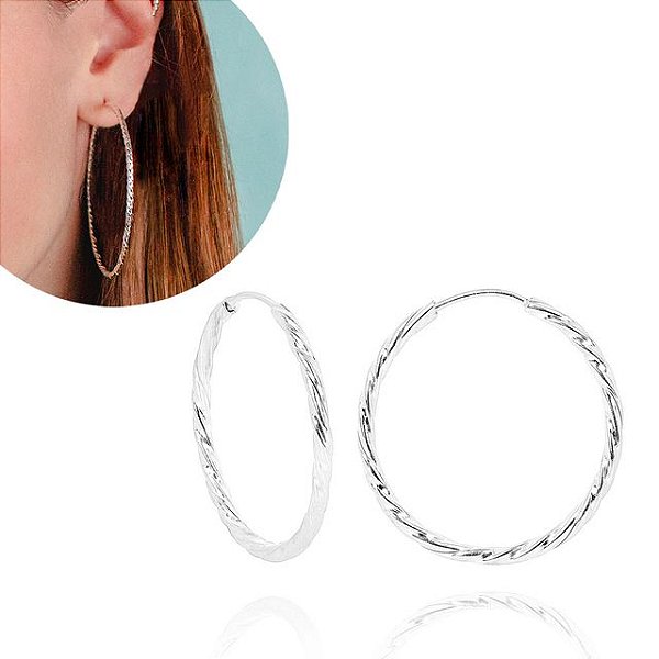 Argola Prata Fio torcido 5,5cm