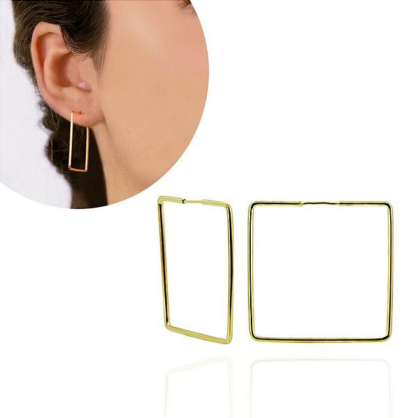 Argola Quadrada Tubinho Folheado em Ouro 18K - SEMIJOIA