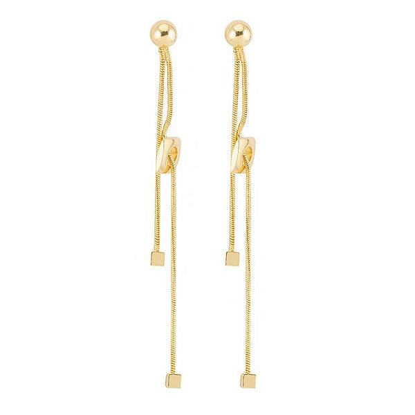 Brinco Earcuff c/ Corrente Folheado em Ouro 18K - SEMIJOIA