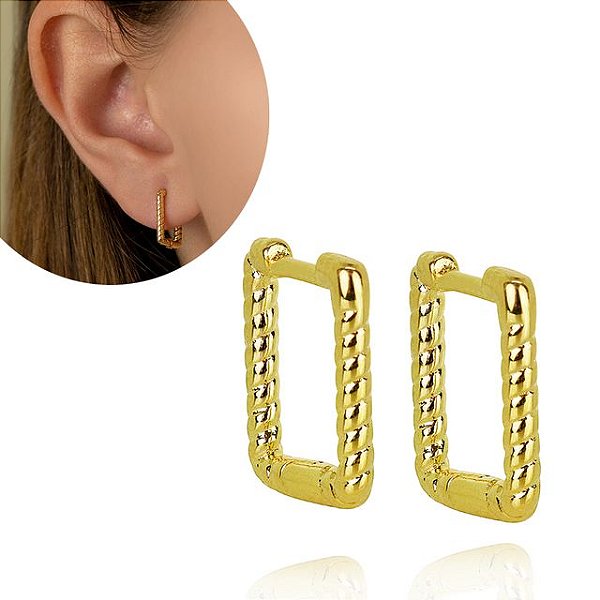 Argola Quadrada Folheado em Ouro 18K - SEMIJOIA