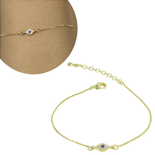 Pulseira Olho Grego Folheado em Ouro 18K - SEMIJOIA