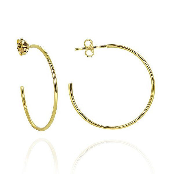 Meia Argola Redonda Folheado em Ouro 18K