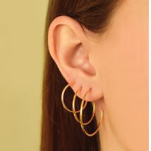 Trio Meia Argola Folheado em Ouro 18K - SEMIJOIA