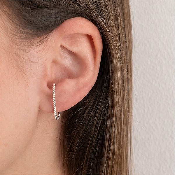 Brinco Ear Hook Torcido - Prata 925