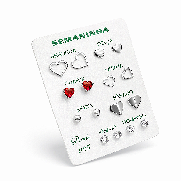 Mix de Brincos Semaninha Romântico - Prata 925
