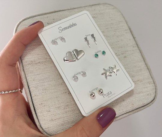 Mix de Brincos de Prata 925 Semaninha Estrelas do Mar