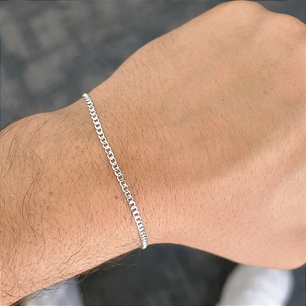 Pulseira Elos Grumet Dupla 2mm - Prata 925