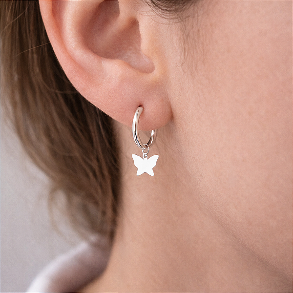 Argola com Borboleta - Prata 925