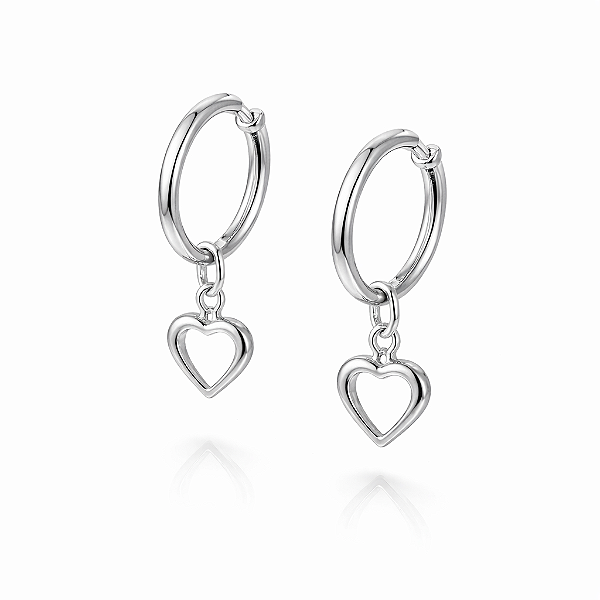 Argola Coração Zircônia - Prata 925