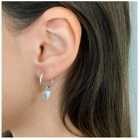 Argola de Prata 925 com Coração