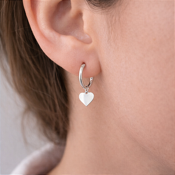 Argola com Coração - Prata 925