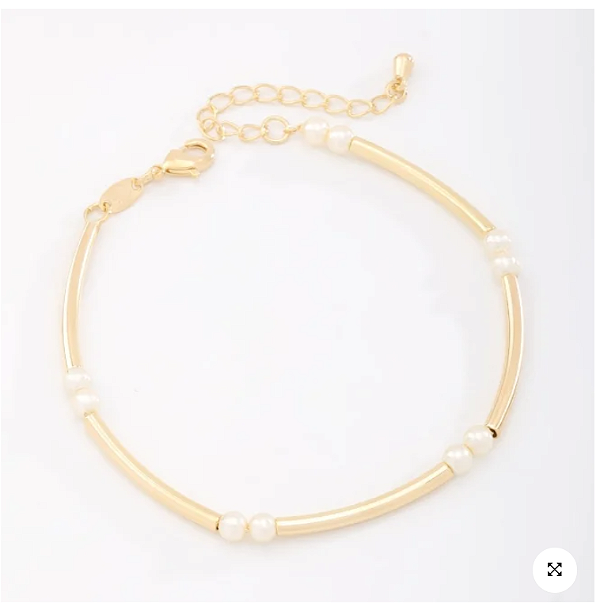 Pulseira Pérolas Intercaladas - Banhado Ouro 18k