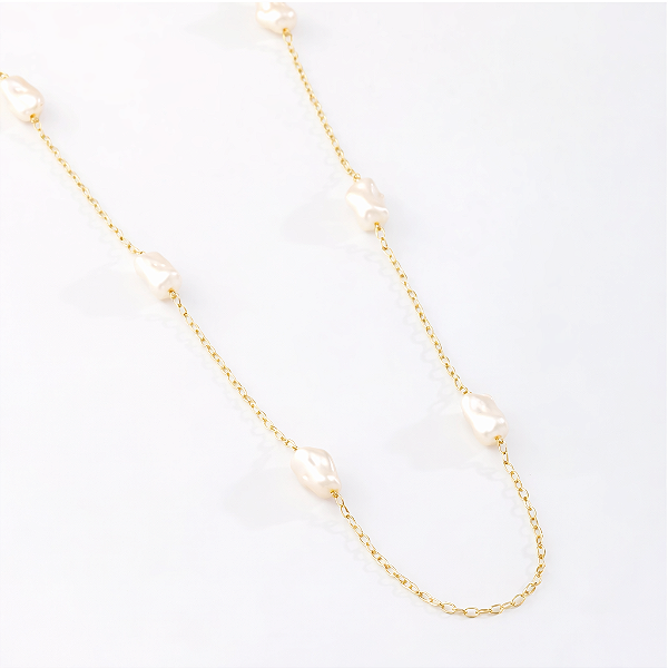 Colar Pérolas Irregulares - Banhado Ouro 18k