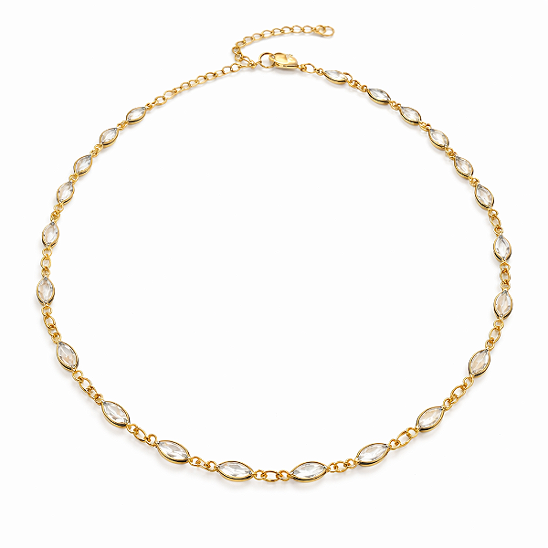 Choker detalhes em Zircônias - Banhado Ouro 18k