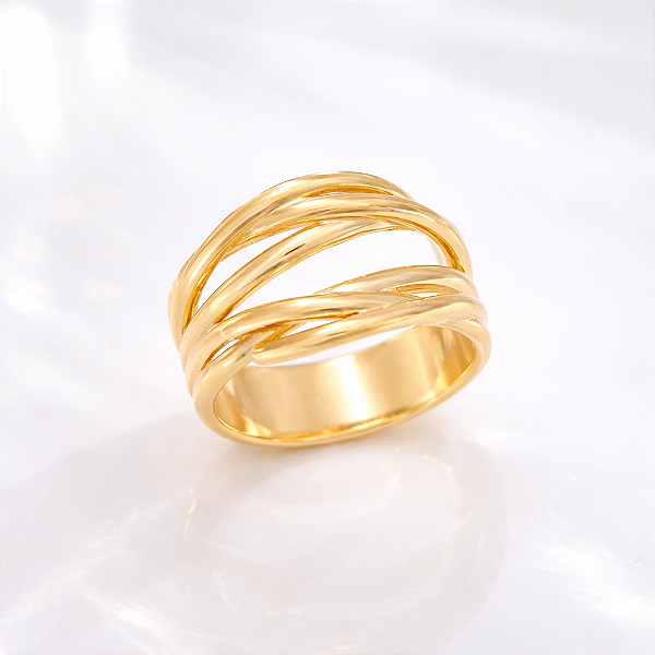 Anel Entrelaçado - Banhado Ouro 18k