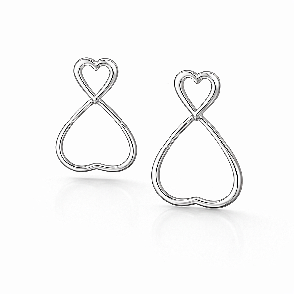 Brinco Com Corações Vazados - Prata 925