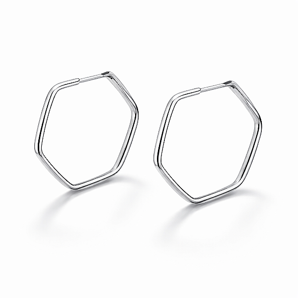 Argola Sextavada 1,5cm - Prata 925