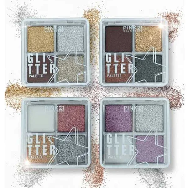 Kit Paleta De Glitter Pink 21 Color