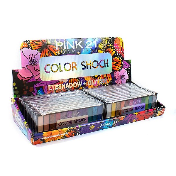 Paleta de Sombras Color Shock + Glitter Pink 21