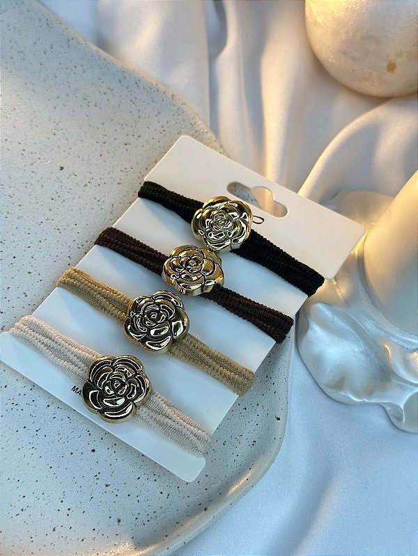 Kit 4 Elásticos de Cabelo Rosetas