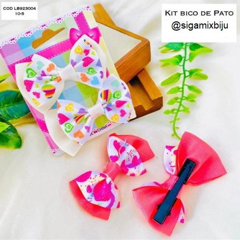 Par Laço Duplo Estampado Coração