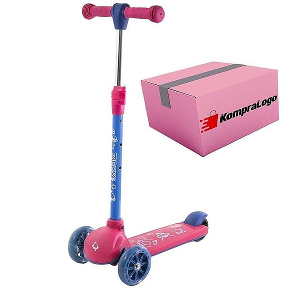 Patinete 3 Rodas Infantil Feminino Criança Menina Rosa Led
