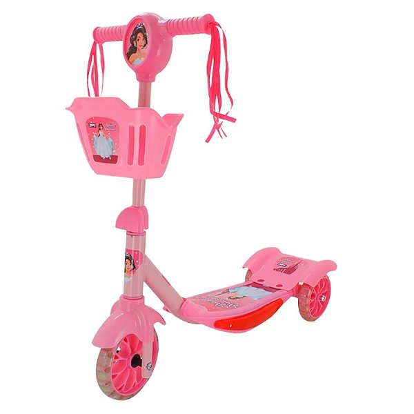 Patinete Infantil Princesas 3 Rodas Led Musica Menino Menina