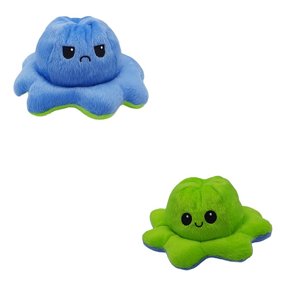 Pelúcia Polvo Verde E Azul - Macio E Reversível