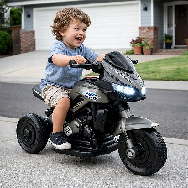 Mini Moto Elétrica Infantil 6v Dark Cinza Com Musica E Luz