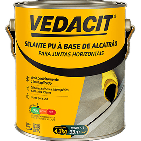 Vedaflex J-15 Mono Selante Pu Alcatrão Galão 4,3kg - VEDACIT