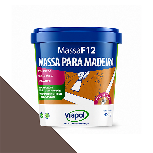 Massa F12 Calafetar Madeira Correção Reparo Viapol 400g Imbuia