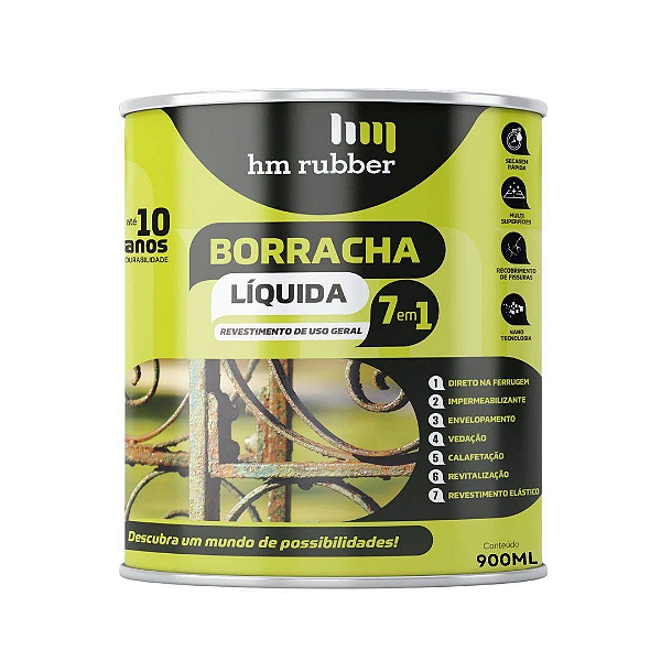 Borracha Líquida 7 em 1 Lata 900ml Branco - HM RUBBER