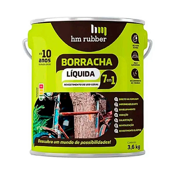 Borracha Líquida 7 em 1 Galão 3,6kg Branco - HM RUBBER