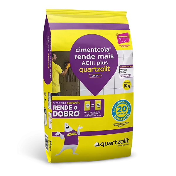 Cimentcola Rende Mais AC3 Plus Cinza Saco 10kg - QUARTZOLIT