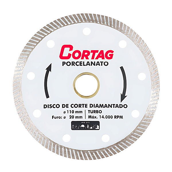Disco de Corte Diamantado Turbo Porcelanato 110mm  - CORTAG