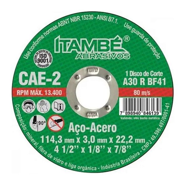 Disco Corte Ferro 4.1/2 X7/8 - 2 Telas Cae-2 - Itambé