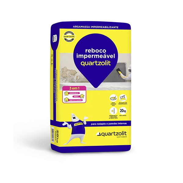 Argamassa Pronta Reboco Impermeável 20Kg (ANTIUMIDADE) - QUARTZOLIT