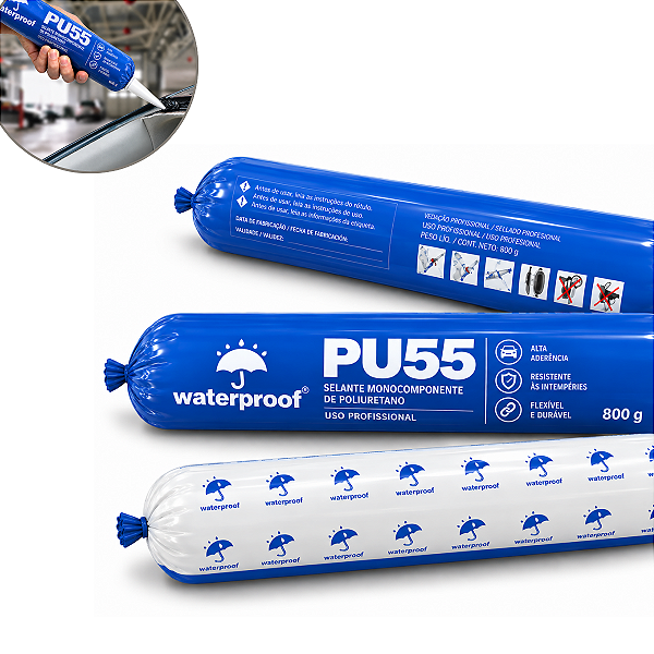 Adesivo Selante para Parabrisa PU55 Preto Sachê 800g Waterproof