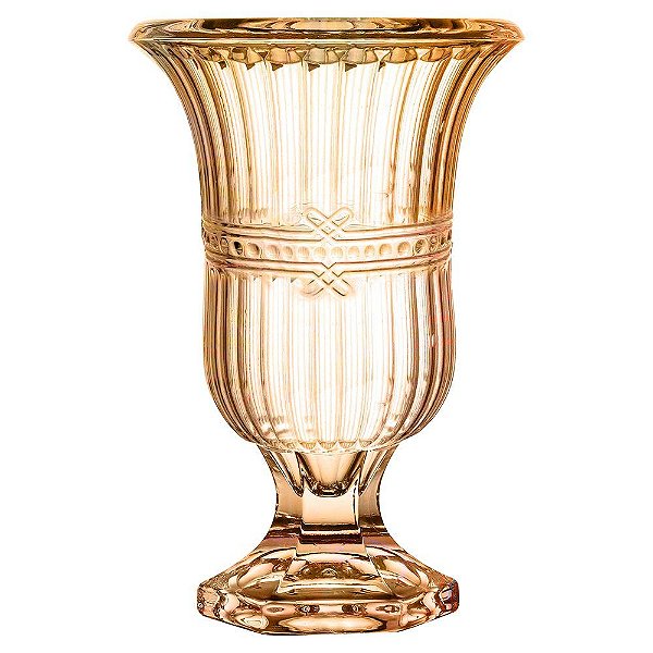 Vaso c/ pé em cristal ecologico ambar 23cm