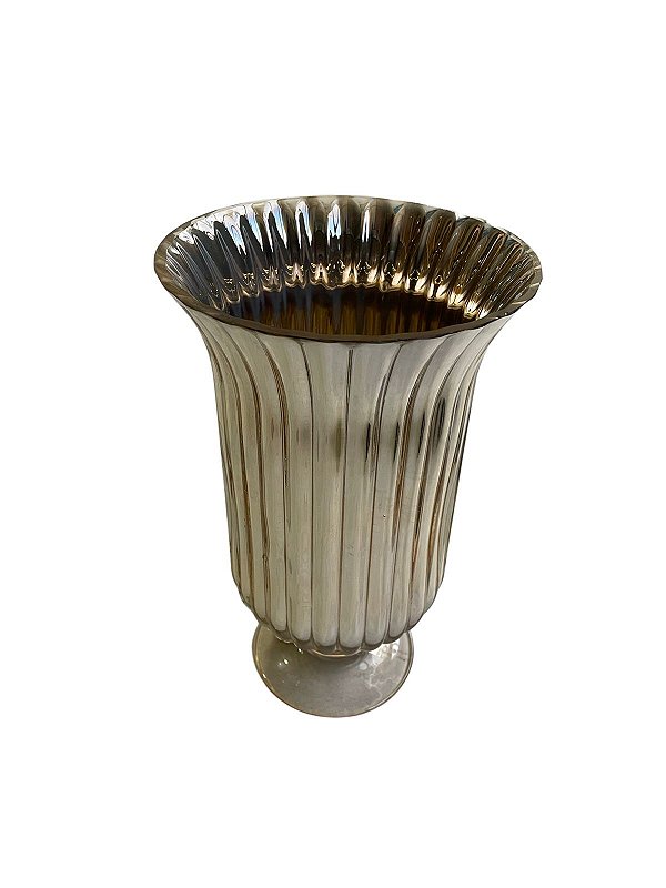 Vaso vidro espelhado dourado 30cm
