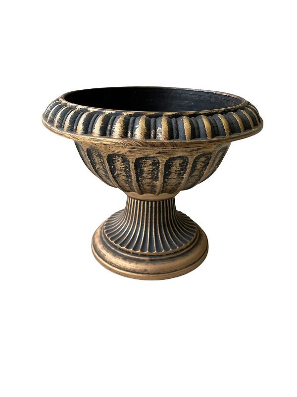 Vaso dourado e preto plástico 16X20cm