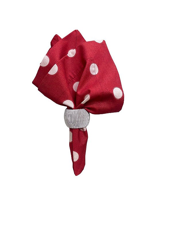 Guardanapo em algodão vermelho poa
