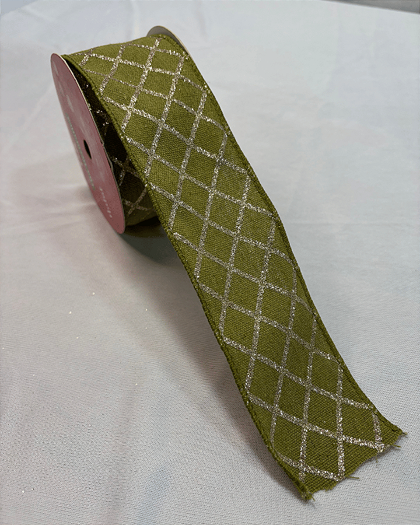 Fita natal aramada verde com dourada