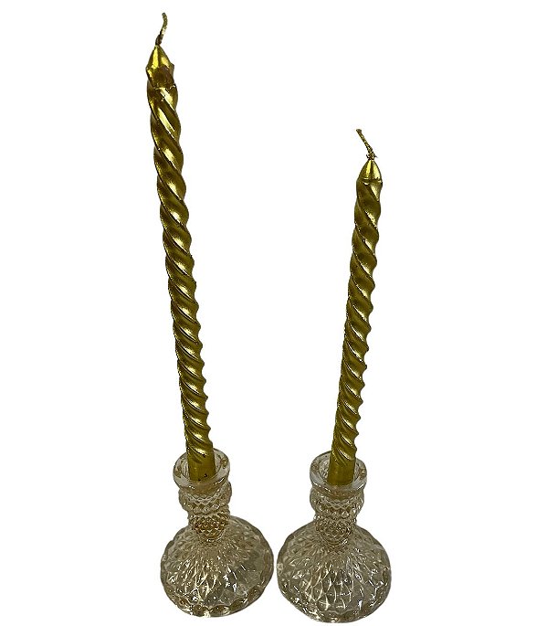 Vela natalina dourada 1,5x19cm (contem 2 un)