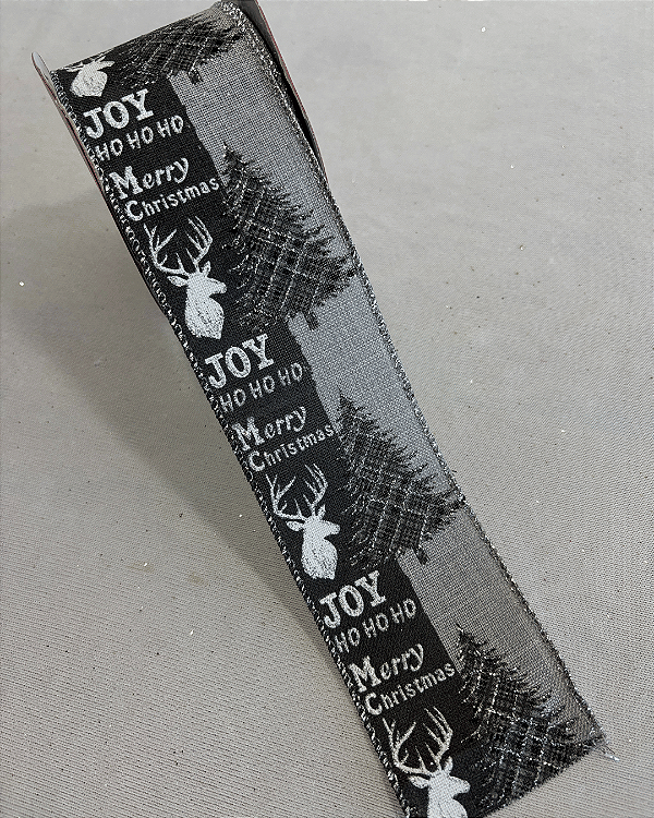 Fita aramada cinza/preta  6,3cm x 9,14m